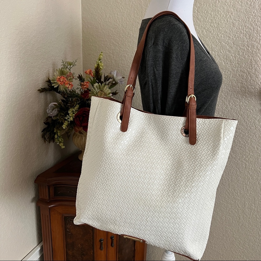 Steve Madden Woven Vegan Leather Tote Bag